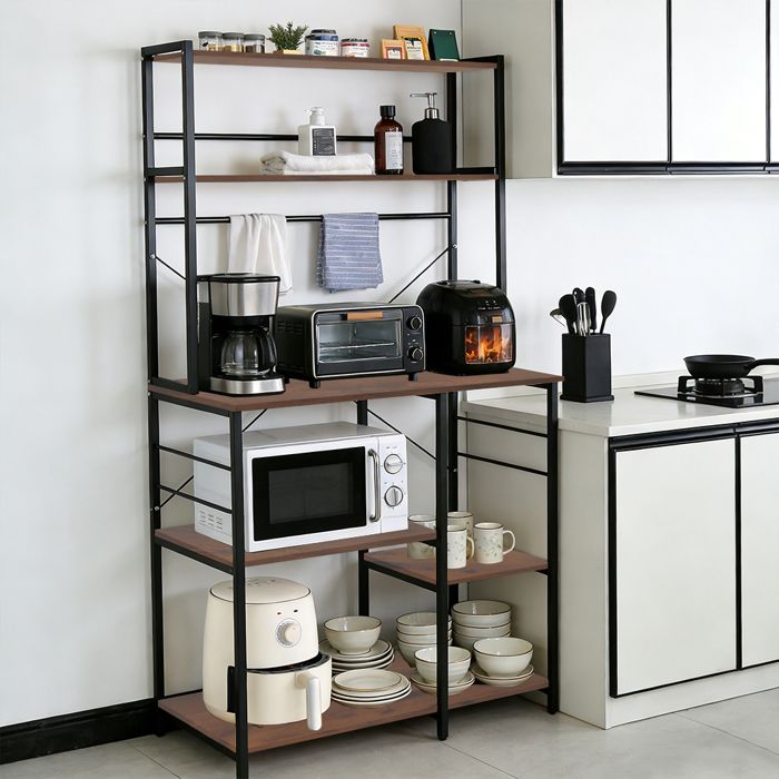 XJING Étagère de rangement de cuisine-5 niveaux-Étagère de rangement pour four à micro-ondes style industriel-40 x 90 x 168cm