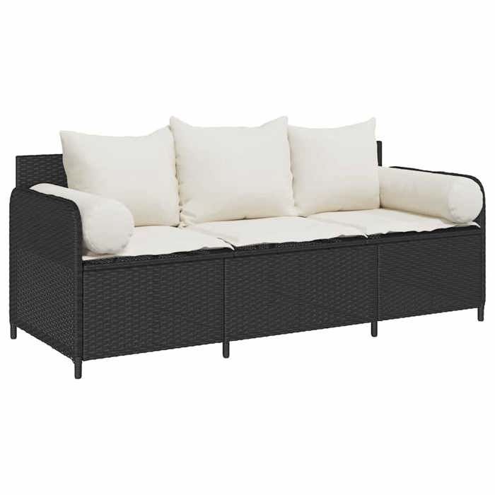 (Promo 2026)Canapé de jardin - SHIELD Canapé dextérieur - Pour jardin - avec coussins 3 places noir résine tressée 1257622