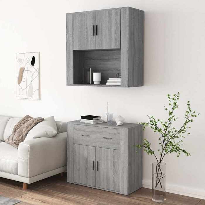 2026 dété@ Buffet haut/Cabinet de rangement - JILLS - Highboard/Commode haute/Vaisselier - Sonoma gris - Bois dingénierie LH5336