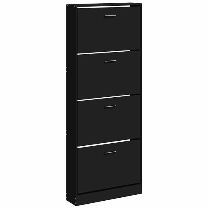 Moderne Armoire à chaussures Noir 59x17x150 cm Bois dingénierie Etagères & casiers à chaussures @EU52338