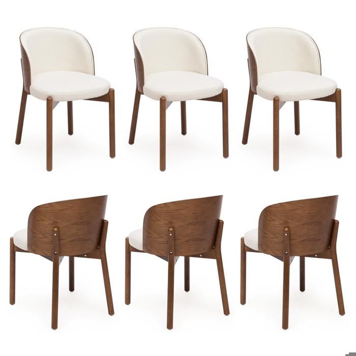 Chaises de Salle à Manger Lot de 6 Chaise de Cuisine avec couleur noyer Chaise en tissu en lin pour Salle à Manger/Restaurant/Salon