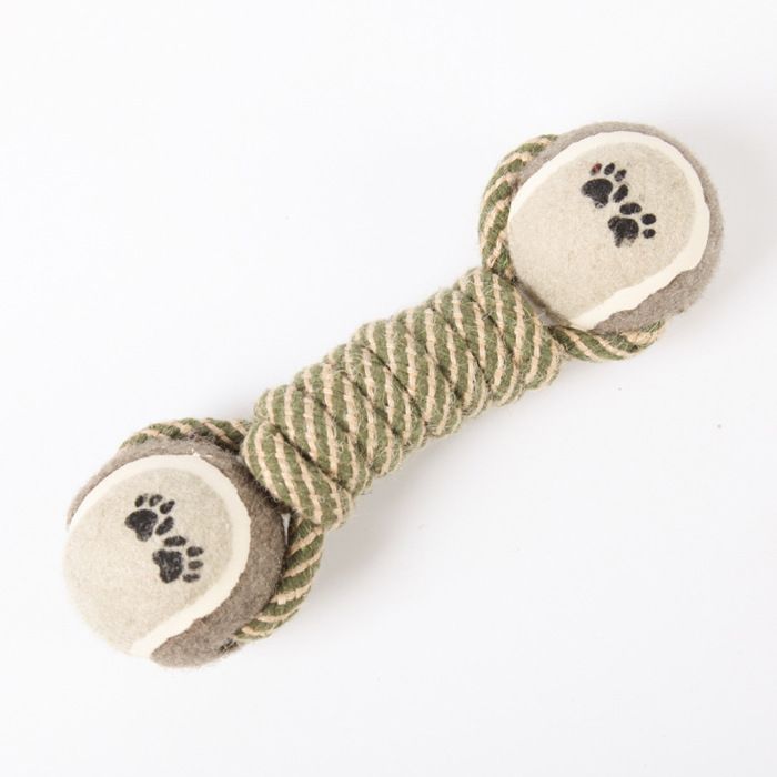Jouet à mâcher pour chien en corde - Double nœud - Forme d’haltère - Corde en coton - 20 cm - Jeux de lancer