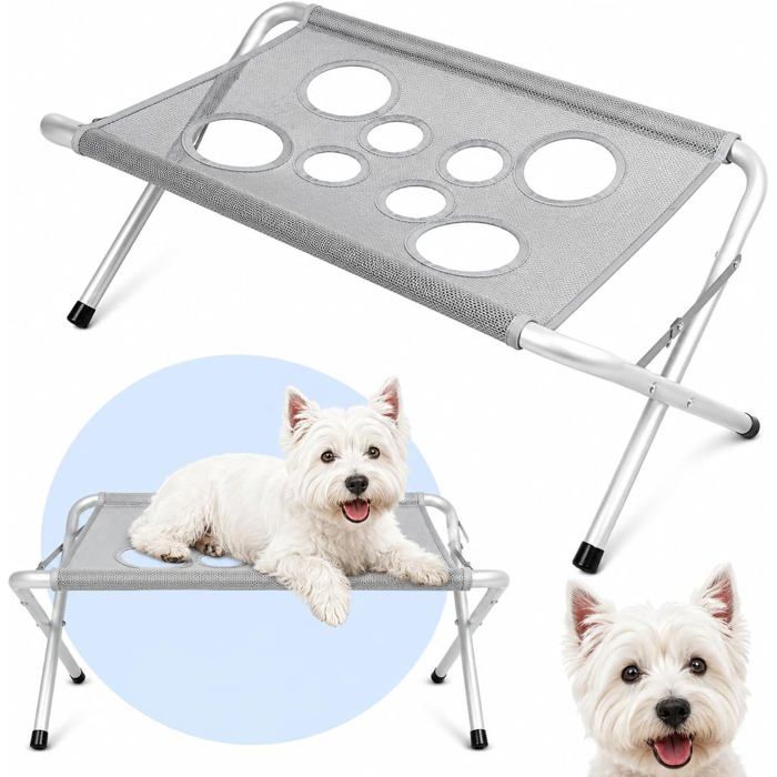 Table de Toilettage pour Animaux Support de Lavage Stable Table de Salle de Bain Cadre de Toilettage pour Soins des Griffes Gris