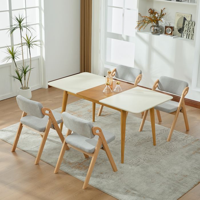 Lot de 4 chaises pliantes en bois de hêtre assise rembourrée empilables pour cuisine bureau et événements