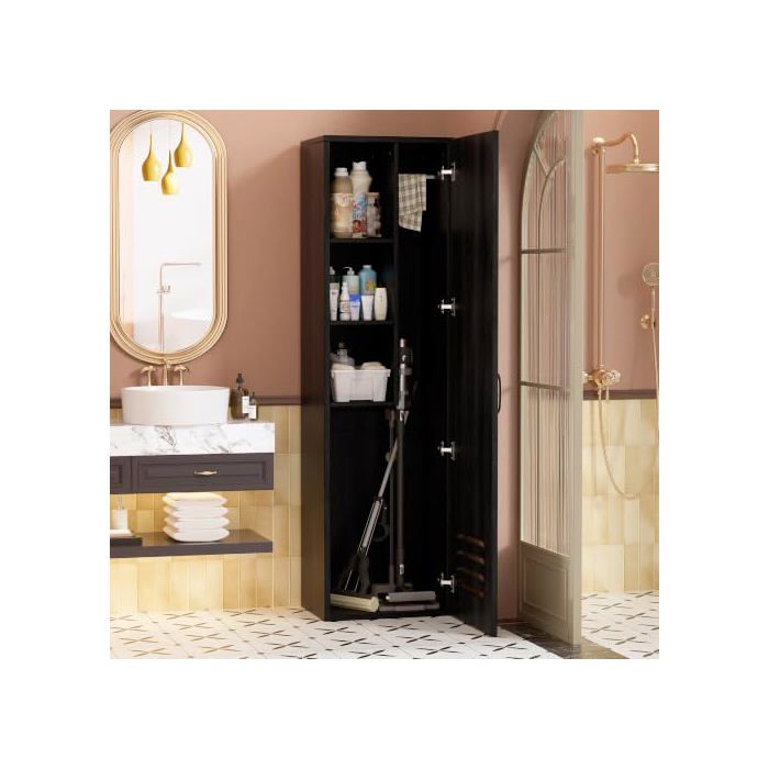 Armoire de Nettoyage Placard à Balai Meuble Rangement Armoire Multifonction Pratique pour Aspirateur Balai Bois Meuble - Modele 2