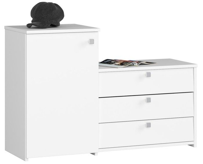 Meuble à chaussures AKORD Blanc 98 4 cm 4 portes façade Blanche 5 étagères 98 4x33x68 cm Meuble à chaussures AKORD Blanc 98 4 cm 4 portes façade Blanche 5 étagères 98 4x33x68 cm