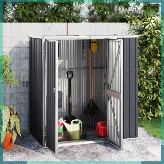 Abri à outils de jardin anthracite 161x89x161cm acier galvanisé-FHE316211