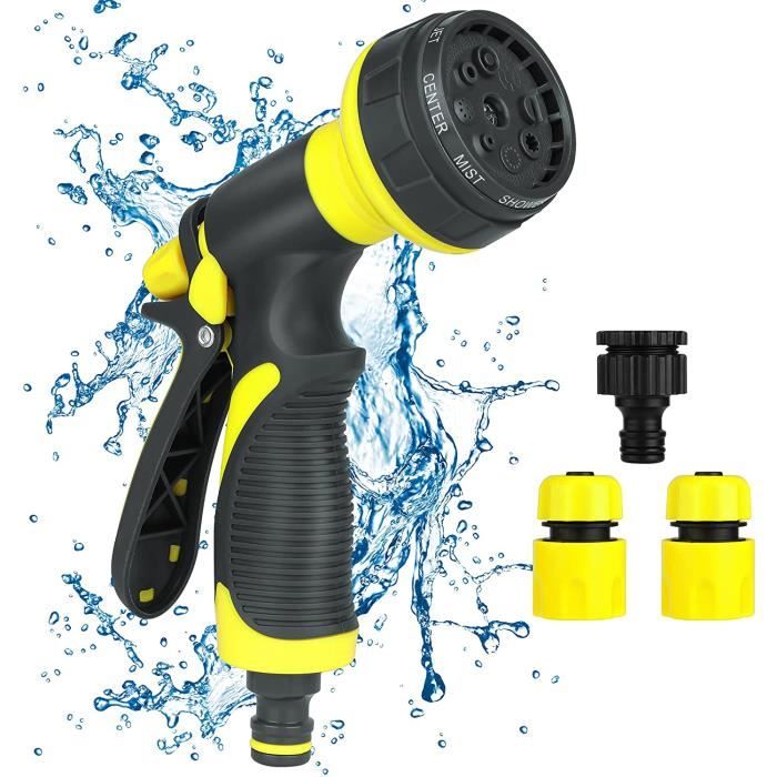 Pistolet D'arrosage 8 Modes Avec Réglage Débit - Pour Jardin, Lavage Voiture, Arrosage Plantes, Tuyau Standard