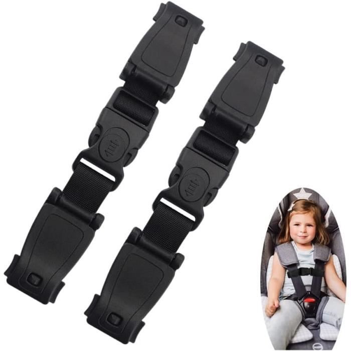 2 Clips De Sécurité Siège Auto Enfant - Pince Poitrine Pour Ceinture - Noir