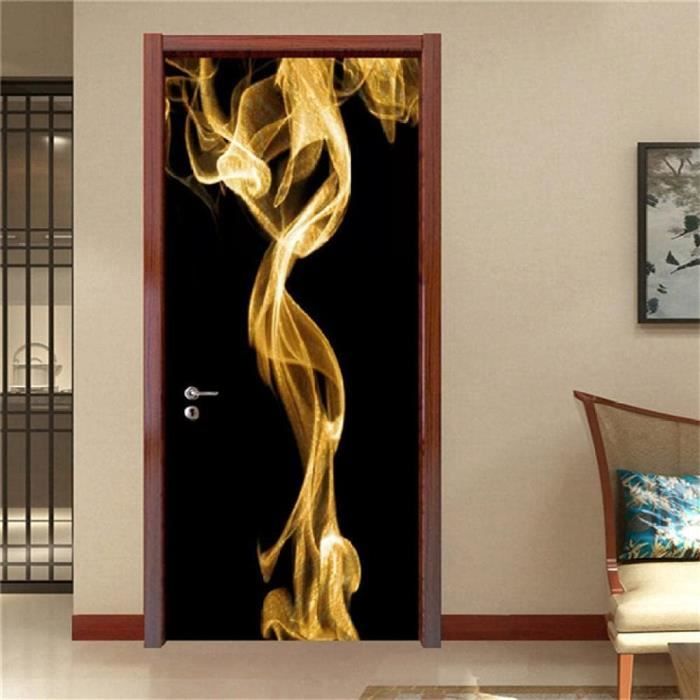 Autocollant Porte 3D Effet Fleurs (sakura, Rose) - Dimensions Totales 77x200 Cm (2 Panneaux) - PVC Imperméable, Amovible - 12