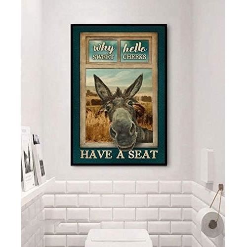 Targa in metallo con scritta in lingua inglese Cow Why Hello Sweet Cheeks Have A Seat Cow Lover, 20,3 x 30,5 cm