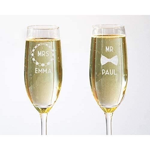 Flûtes à Champagne Personnalisées Avec Cœurs Rouges - Lot De 2 Pour Mariage, Anniversaire, Saint-Valentin - 8
