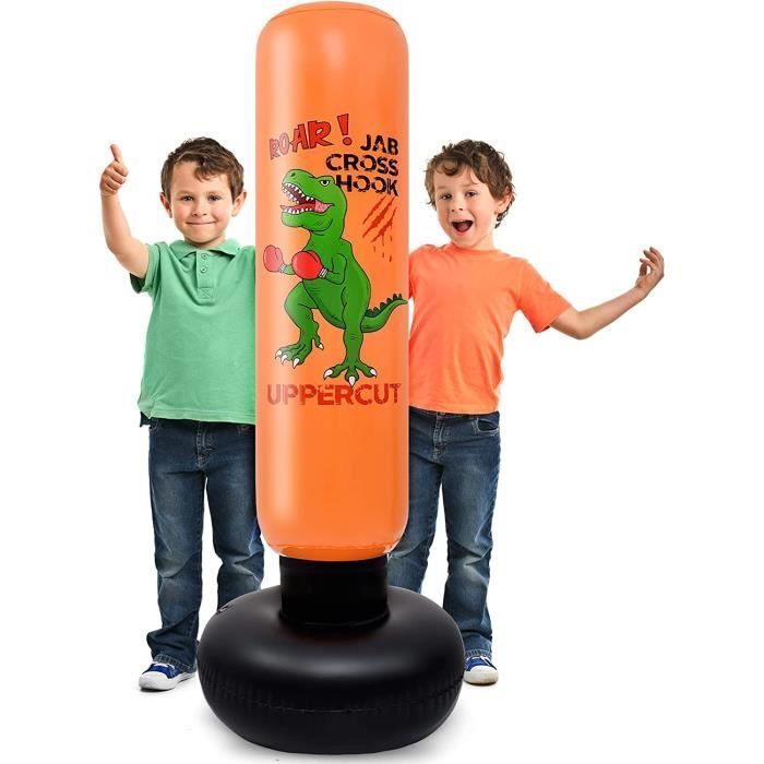 Sac De Frappe Gonflable Enfant – Dinosaure 140 Cm, Sur Pied, Pour Karaté, Taekwondo, Rebond Rapide, PVC Non Toxique, Cadeau