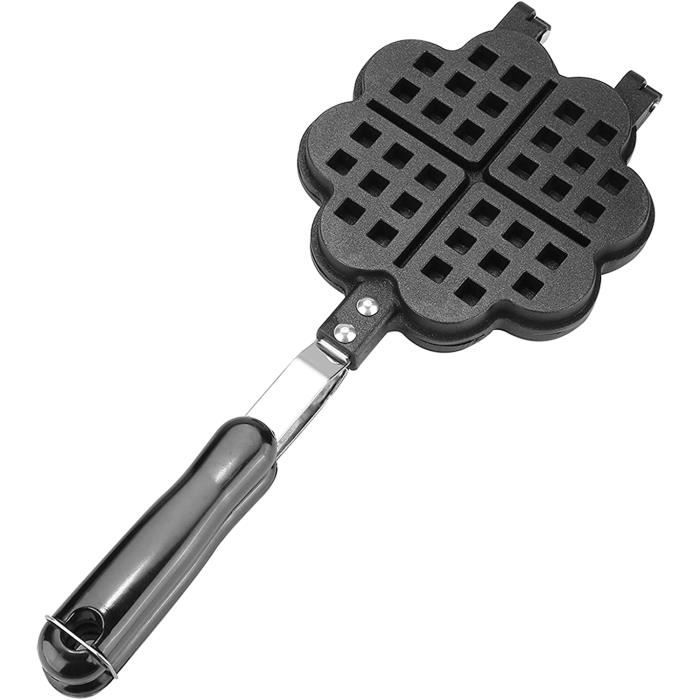 Gaufrier Double Pour Cuisinière Gaz - Revêtement Antiadhésif - Alliage Aluminium - Poignée Longue Anti-chaleur