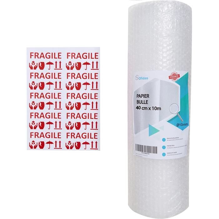 Film Papier Bulle Rouleau Fabrication Française JORISELECTION - 50cm X 150m, Bulle 10mm, 60µ