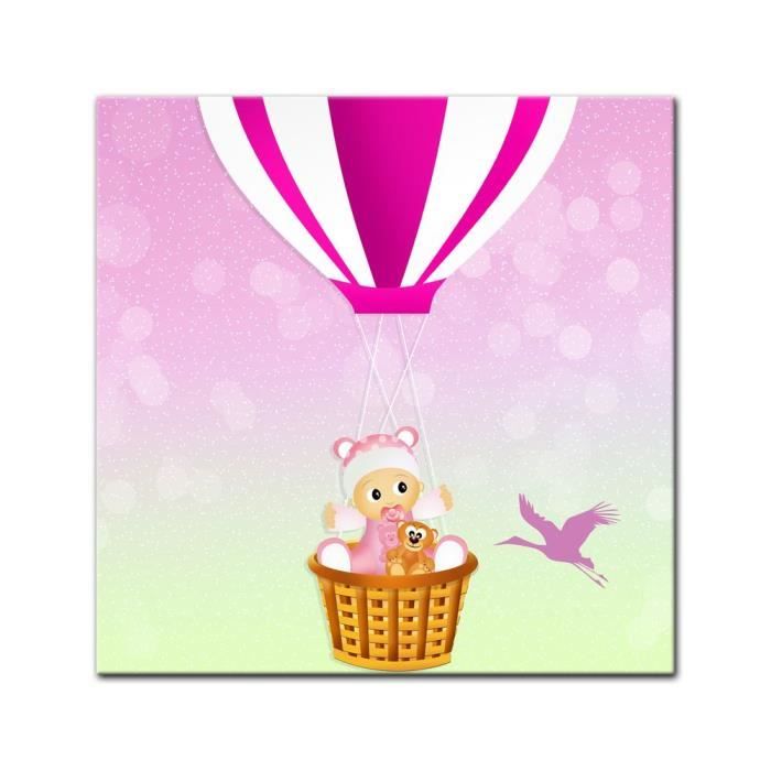 Impression Sur Toile Portrait D Enfant Bebe Dans Une Montgolfiere Rose 40 X 40 Cm 40 X 40 Cm Cdiscount Maison