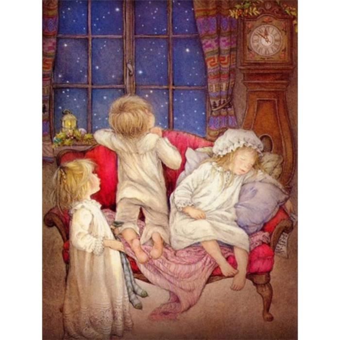 Broderie Art Diamant Complet Kit, Diamond Painting Cartoon Fille Rond Diamant, DIY Plein Foret Diamant Peinture Décoration Mur[987] - Maison