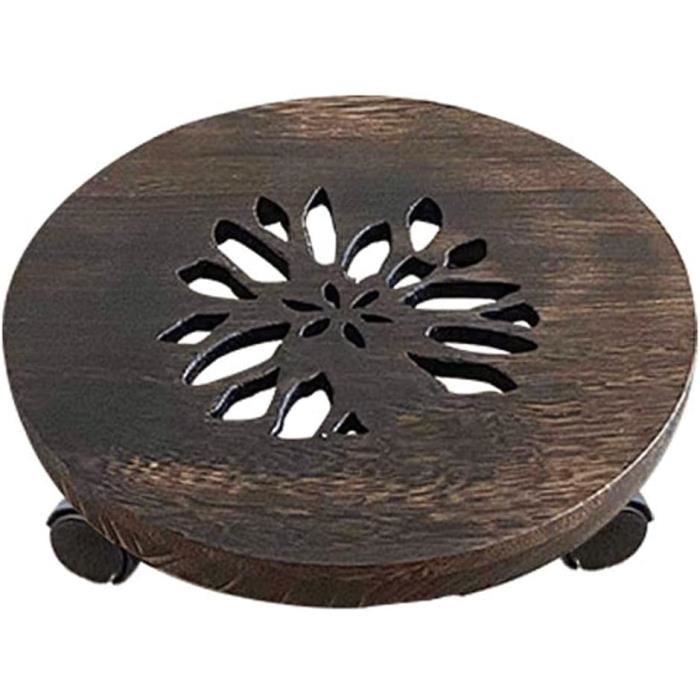 Support à Roulettes Pour Plantes Jenngaoo – Bois Massif, Charge 80 Kg – 4 Roues Pivotantes – Protège Sols – Déplacement Facile