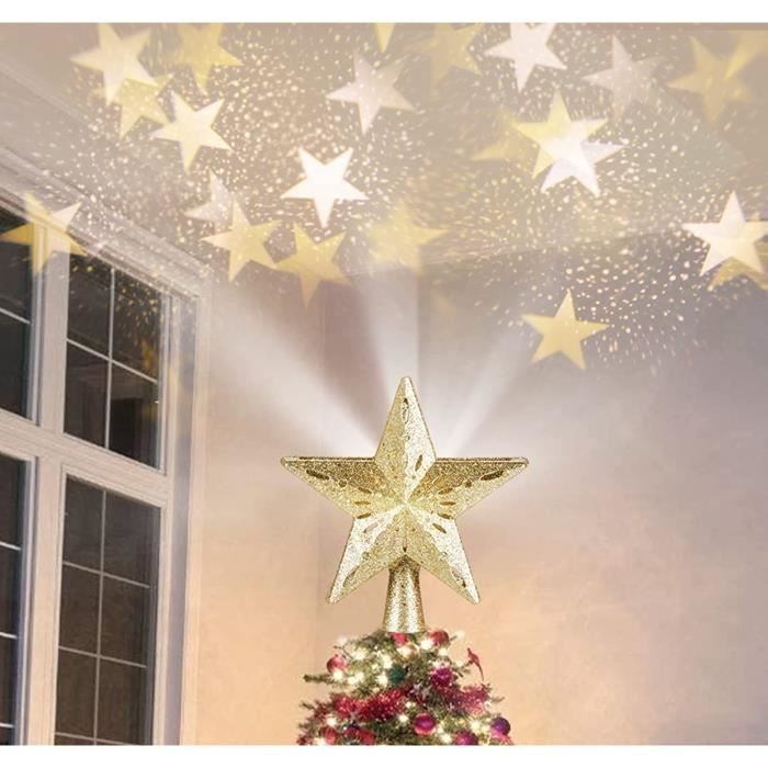3D Etoile de Sapin Noel Topper Arbre Noël Paillette LED avec Télécommande pour Interieur Exterieur Décor Noël Fête Joycabin Arbre de Noël Topper Star Étoile Sapin de Noël Lumineuse Blanc Chaud
