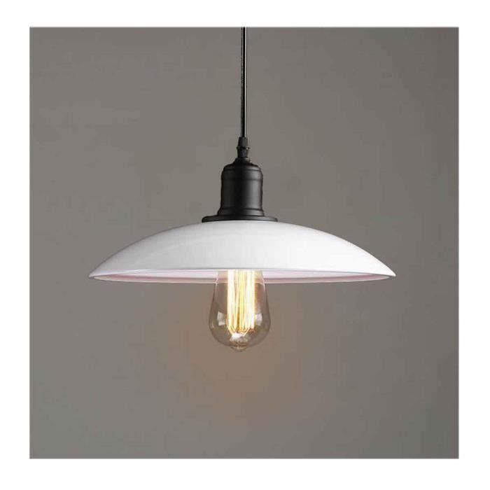 Th Blanc Abat Jour Suspension Noir Metal Lampe Suspension Luminaire Cuisine Classique Retro Moderne Lampe Suspendue Plafonnier Achat Vente Th Blanc Abat Jour Suspension Cdiscount