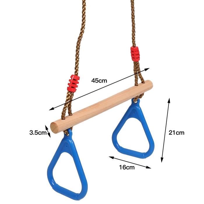Trapèze Enfant Leogreen - Avec Barre Et Anneaux - Réglable 94-159cm - Charge 150kg - Pour Intérieur/extérieur