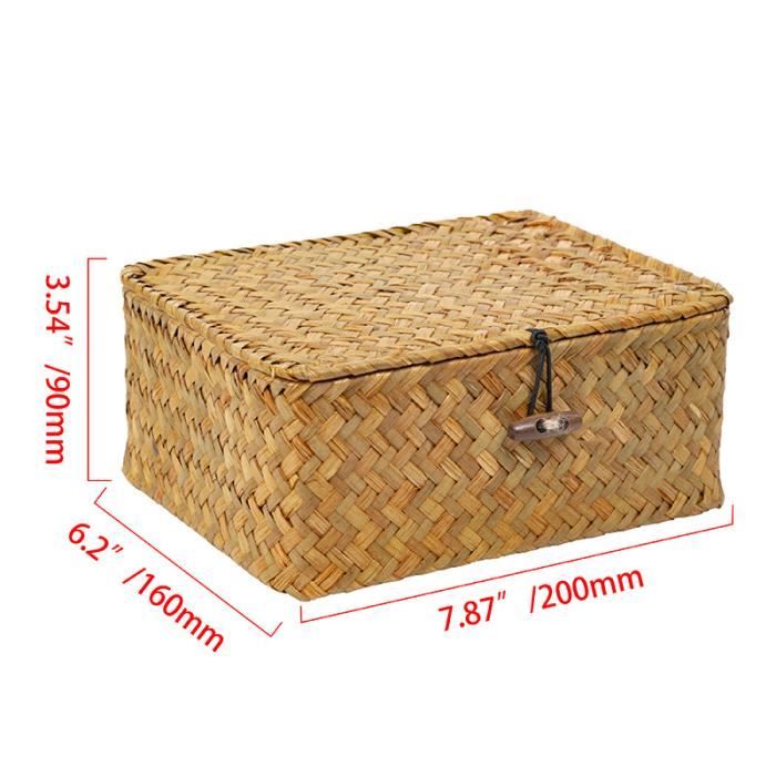 Paniers De Rangement Avec Couvercle - Set De 4 - Tissés - Paniers En Avec Couvercle Set De 4 Tisses Paniers En Jonc De Mer Naturel