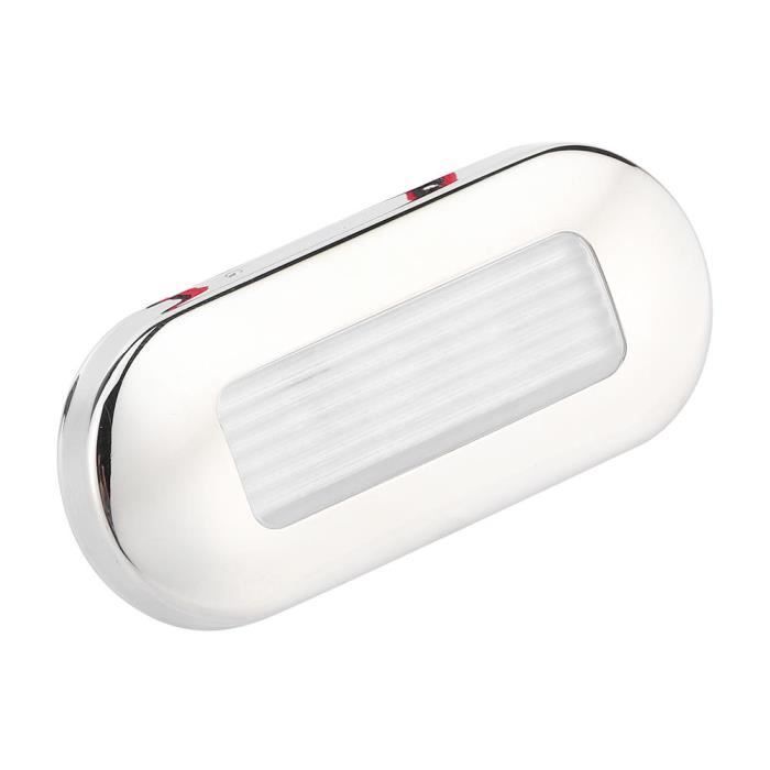 Lampe LED De Courtoisie 12V Pour Bateau, Camping-car, RV - Dôme Acier Inox, étanche, 6 LEDs, Blanc - Dimensions 73x38x10 Mm
