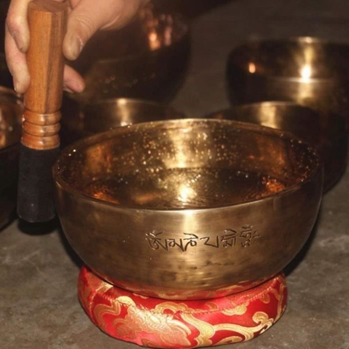 Bol Chantant Tibétain MKNZOME 3.35" - Main Avec Pierres Chakra - Méditation Et Thérapie Sonore