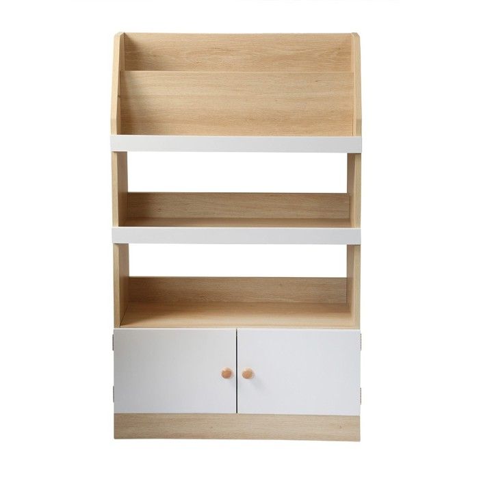 CALICOSY - Etagère de rangement avec 2 Portes pour enfant H106 cm - LEON - Bois clair CALICOSY - Etagère de rangement avec 2 Portes pour enfant H106 cm - LEON - Bois clair