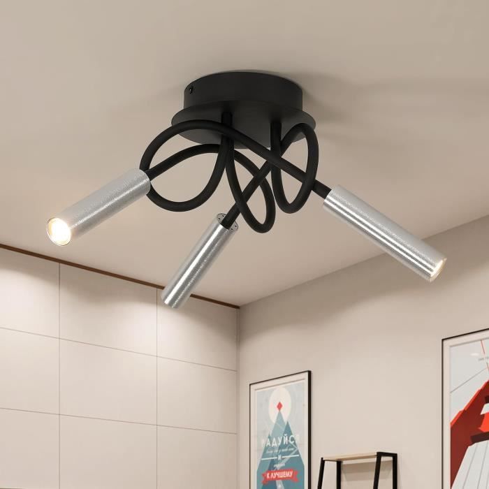 W-LITE Plafonnier Moderne Multidirectionnel à 3 Lumières, Kit D'éclairage Rond Réglable, Ampoule LED GU10 Encastrable Pour Cuisine, Couloir, Chambre à Coucher, Blanc Chaud, Chrome Poli