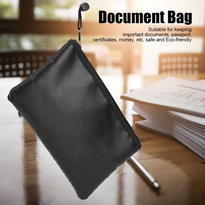 waterfaill Porte-Documents Sac De Rangement Sécuritaire Ignifuge Sacs dargent Anti-feu A4 Security Sac De Rangement Zipper pour Les Factures dargent De Contrat De Bureau À Domicile Ipad Smart Phone 