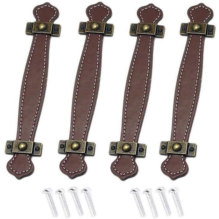 Sourcing Map Tiroir Boutons - 2.56" 6Pcs Cuir Porte Tirette Commode