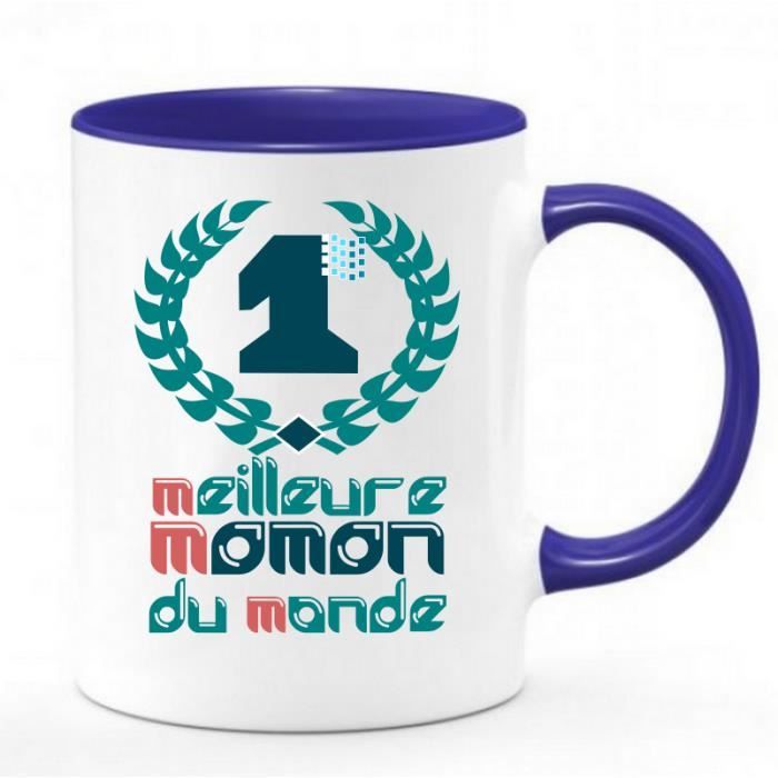 MUG BICOLOR "MEILLEURE MAMAN DU MONDE" | Chope bleu et blanc en honneur ...
