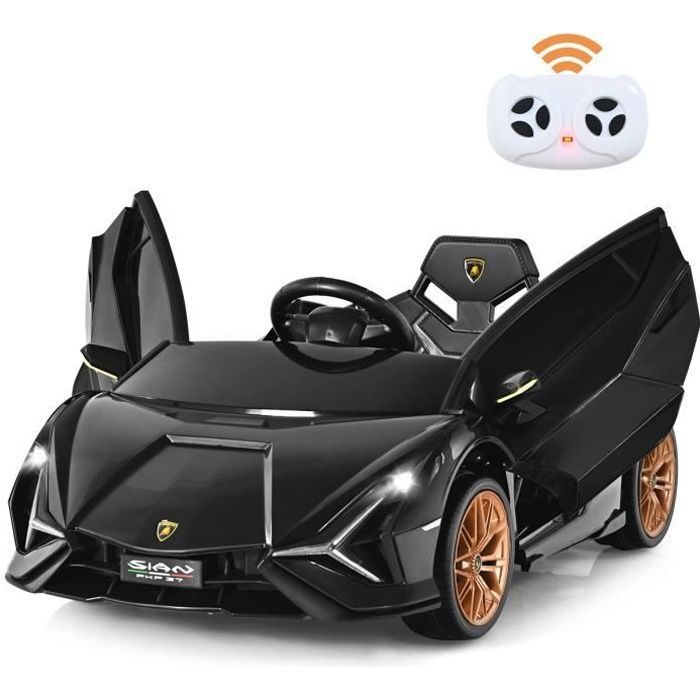 Lamborghini SIAN Voiture Électrique 12V Enfant Télécommande 2 4G Klaxon Musique 2 Portes Papillons Vitesses 3-5km/h Noir Lamborghini SIAN Voiture Électrique 12V Enfant Télécommande 2 4G Klaxon Musique 2 Portes Papillons Vitesses 3-5km/h Noir