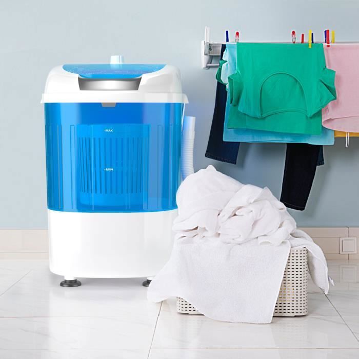 DREAMADE Mini Machine à Laver avec Essoreuse Mini Lave-Linge Semi Automatique à Cuve Unique Charge 2 5KG 36X34X51CM Bleu