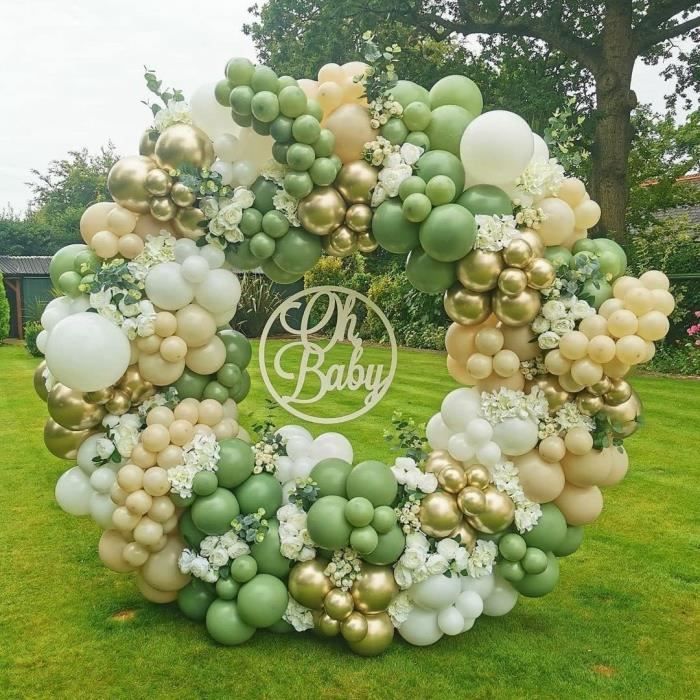 Ballons Anniversaire Vert Sauge Arche 60 Pièces - 12 Pouces, Confettis Dorés, Pour Mariage, Baby Shower, Fêtes