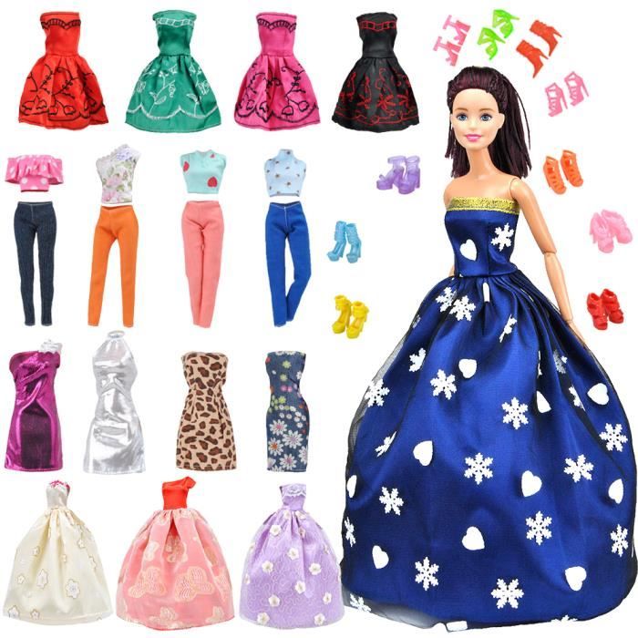 Style Aléatoire 5 Vetements Robes Barbie 5 Paires Chaussures pour Barbie Accessoires Tenues ZITA ELEMENT 10 Pièces Vêtements Barbie Poupée 