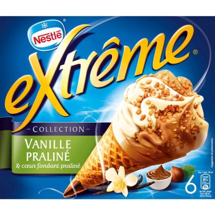 Gaufrette vanille praline 6x71g 6x71g Extrême Achat / Vente EXT VANILLE PRALINE 6X120ML