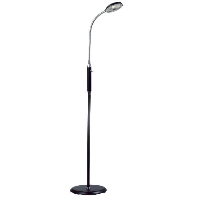 Lampe sur pied - FANTASIA - Safrane - Noir + Chrome - LED 5W 3000K - Inox