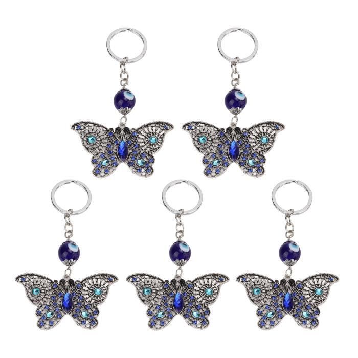 Porte-clés Papillon Rose Scintillant - Fait Main - Sans étiquette