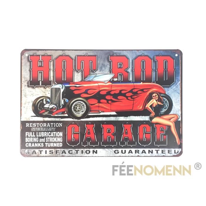 Plaque Métal Déco Vintage - Garage Voiture - Hot Rod Restoration Pin Up  (20x30cm) - Cdiscount Maison