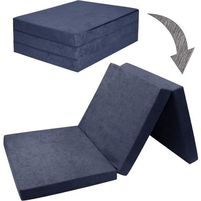 Matelas dappoint pliant - FORTISLINE - 195x120x7cm - 2 places - Bleu - Confort ferme