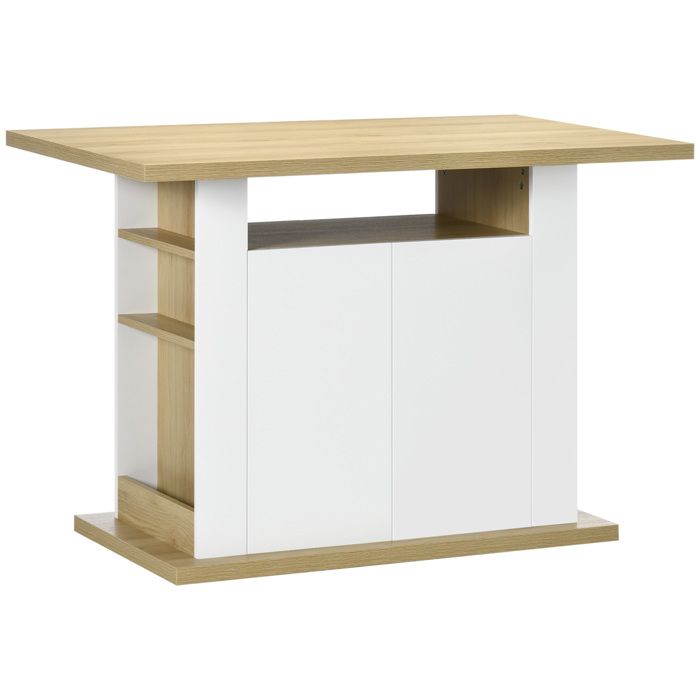 HOMCOM - Table à manger îlot central - Panneaux de particule - 110x70x75.5cm - Bois naturel