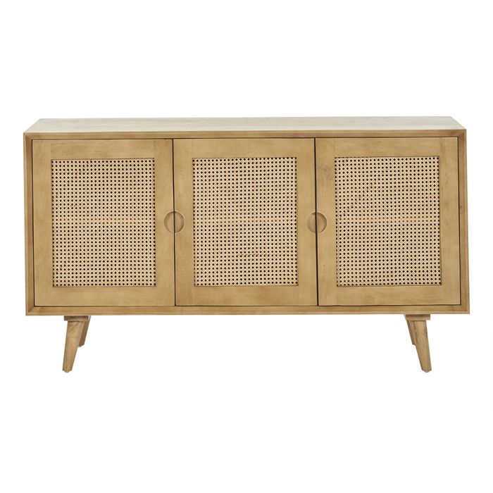 Miliboo - Buffet en bois manguier et cannage rotin 3 portes L145 cm LAKA