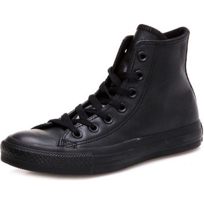converse femme en cuir noir