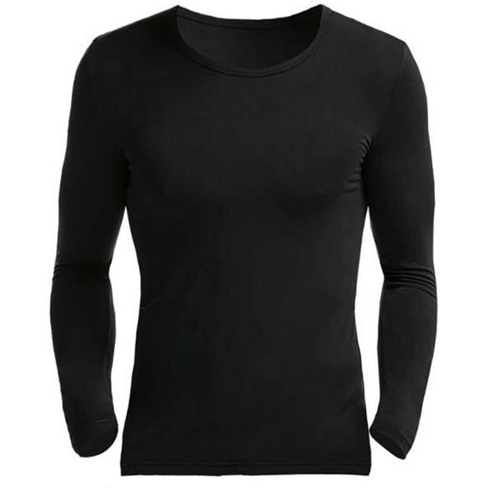 YOOJIA Haut Thermique Homme Chaud Lingerie de Nuit sous Pull Manche Longue Hiver T-Shirt Thermique Chaud sous Vêtement Col Moutant Grande Taille