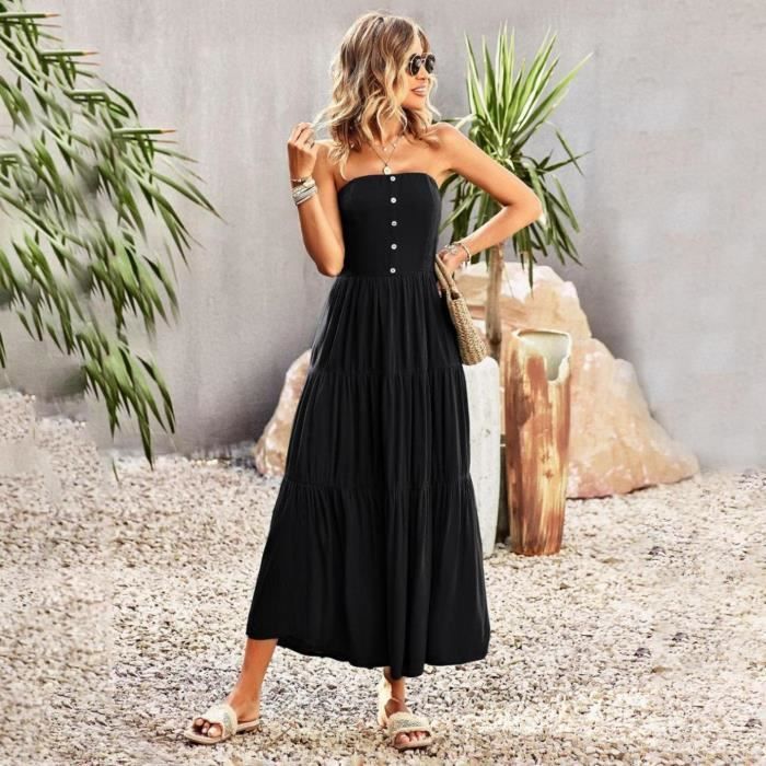 Robe Longue En Lin Femme - Manches Courtes, Col V - Taille Grande Disponible - Pour été, Plage, Soirée, Mariage - Blanche