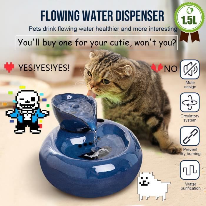 Fontaine A Eau Pour Chat Distributeur D Eau Pour Animaux Super Mute Ceramics Fontaine Chat 1 5l Cdiscount