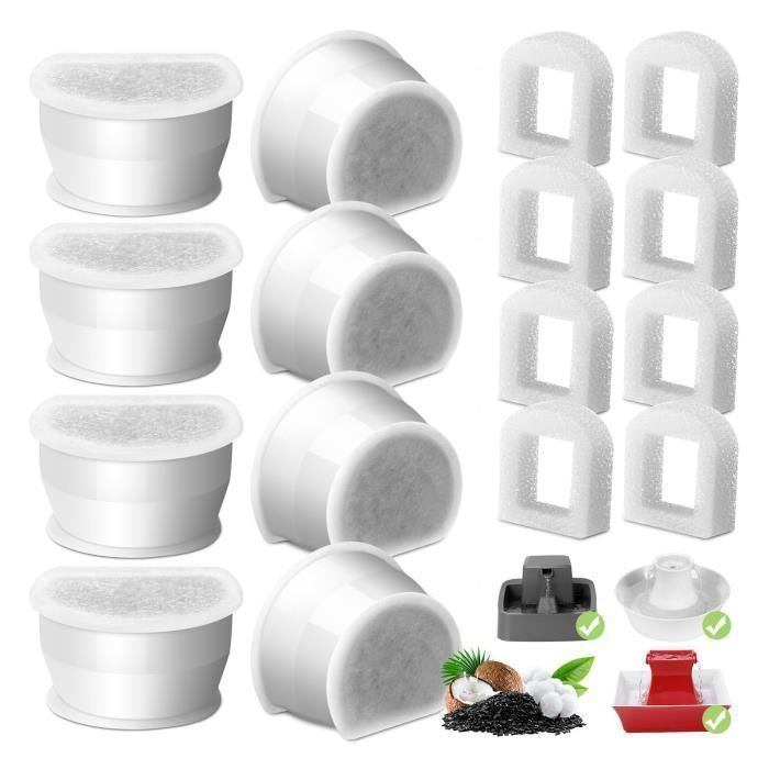 Meilleurs prix pour Filtre Fontaine Eau Chat, Lot de 8 Filtre au Charbon de Rechange pour Fontaine à Eau pour Animaux 7,5L/3,7L/1,8L Avalon et Pagoda