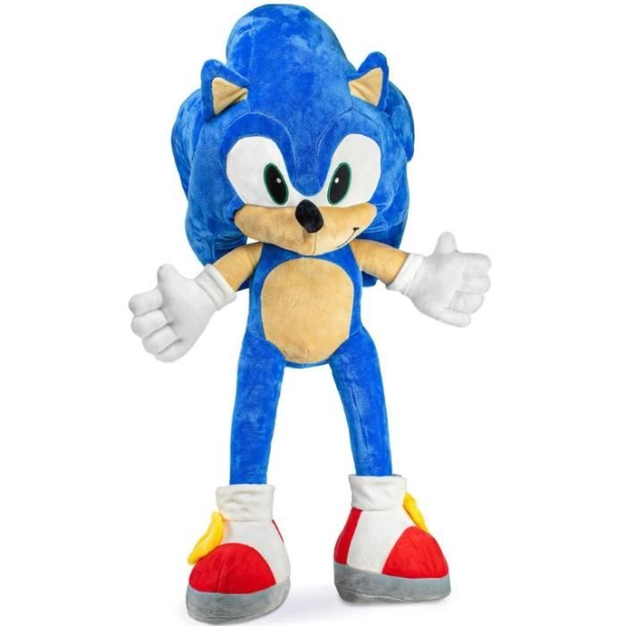 grande peluche pour sonic herisson bleu super sonic 80 cm xl set doudou geant enfant dessin anime et 1 carte garcon fille adulte